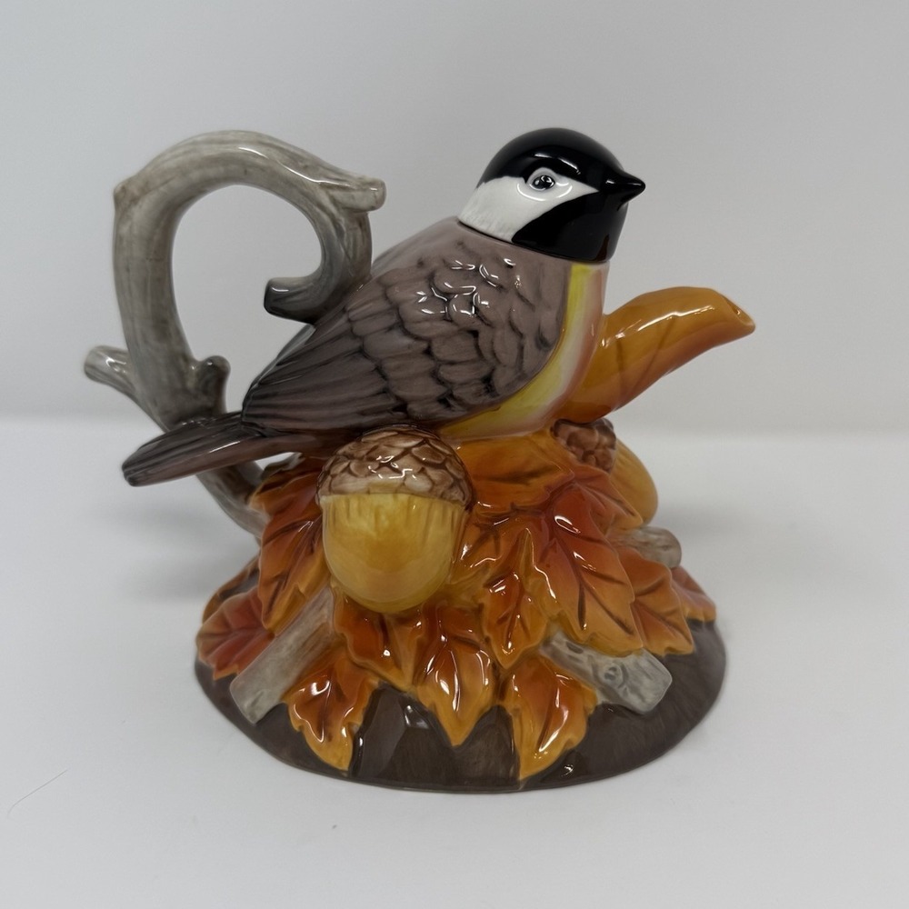 2010 ENESCO ARTIST GALLERY TEAPOT SERIES BY DEAN GRIFF FALL CHICKADEE TEAPOT